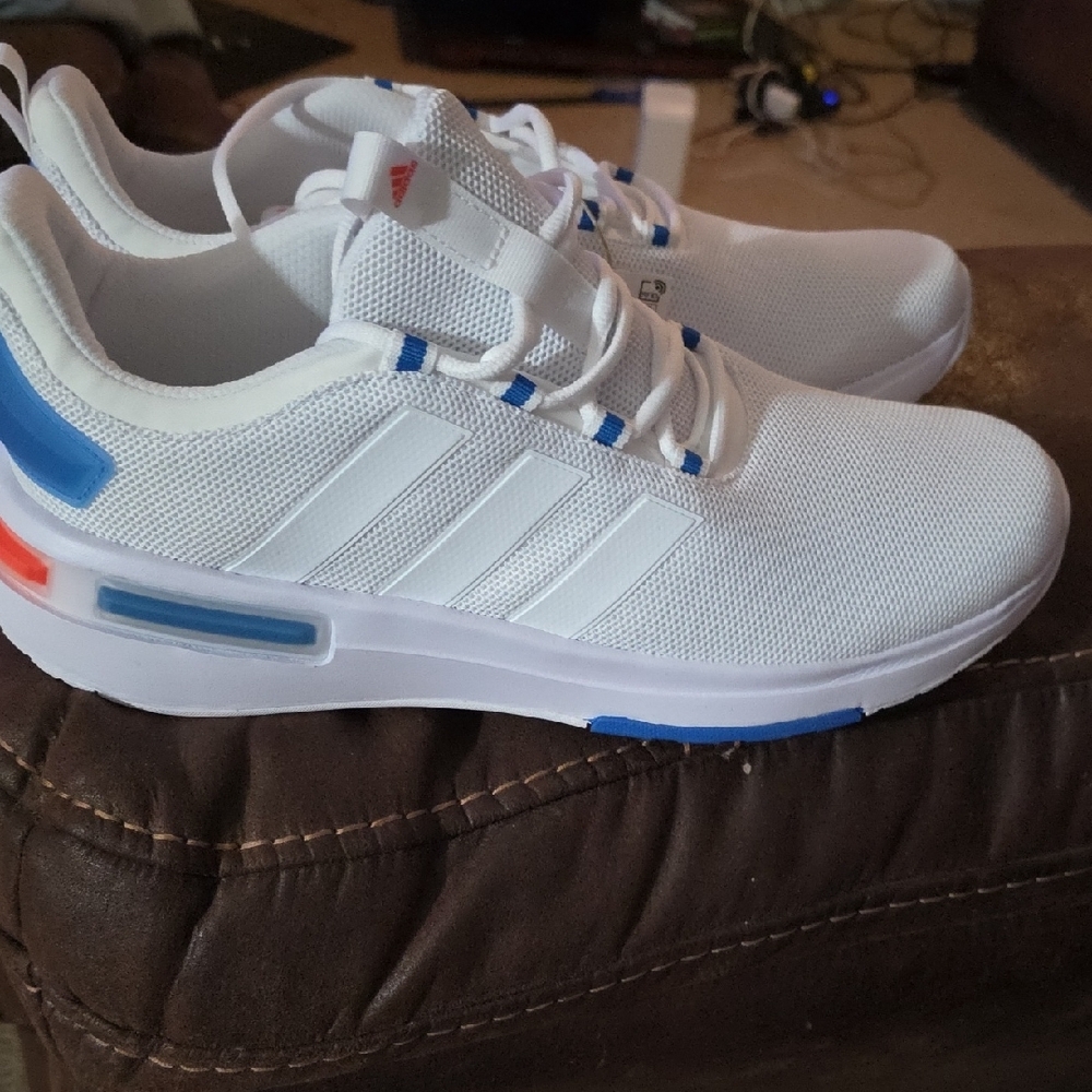 Adidas White and Blue Sneakers